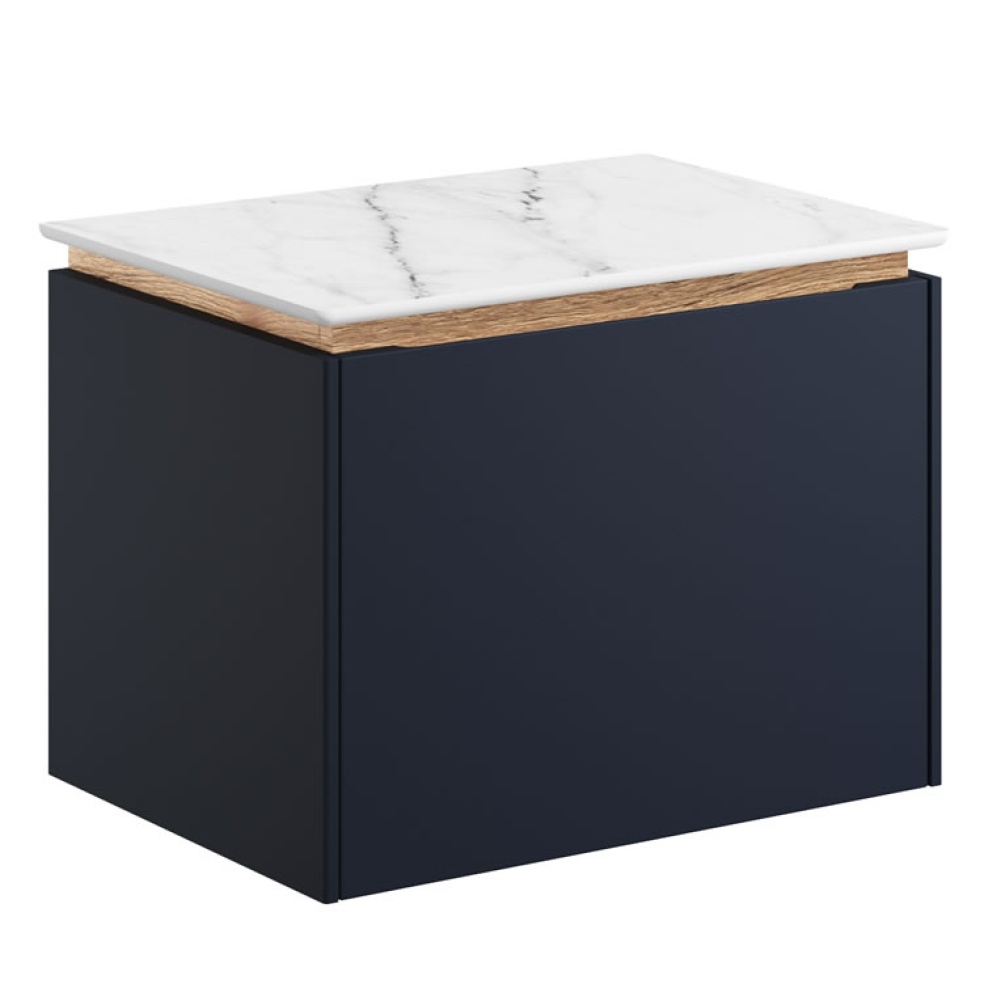 Cutout image of Crosswater Mada 500mm Deep Indigo Blue Wall-Hung Vanity Unit & Worktop